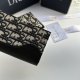 Men's Oblique Vintage Printed Fabric Cow Leather Card Bag black 512