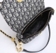 Women's Gold Label Logo Full Print Embroidered Canvas Combination Leather Crossbody Shoulder Bag 8006