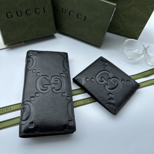 Men's Double G Logo Imprinted Flip Open Closed Leather Wallet Black 502