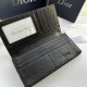Men's Oblique Vintage Printed Fabric Cow Leather Card Bag black 512