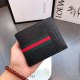 Men's Red&green Striped Retro Printed Soft Leather Wallet black