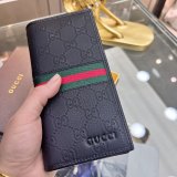 Men's New Red Green Stripe Retro Printed Leather Wallet black