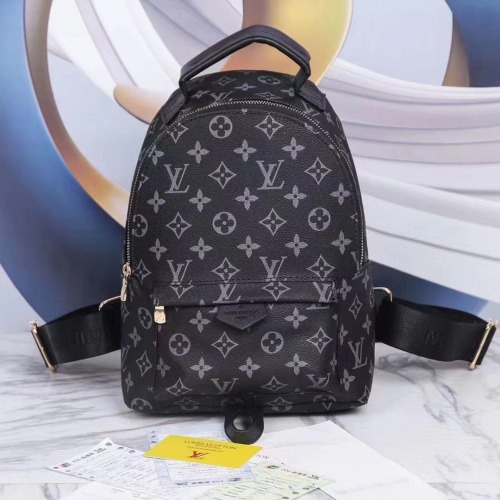 Women's LOUIS VUITTON Palm Springs with Double-zipper Canvas&Leather Patchwork Schoolbag Backbag 118