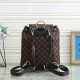 Women's Checkerboard Printed Canvas Patchwork Leather Edging Backpack Schoolbag 41076