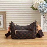 Women's Chain Printed Canvas&Leather with Wallet Crossbody Shoulder Bag Pea Bag 3026