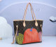 Women's Neverfull MM Pumpkin Embossed Full Print Canvas Tote Bag Shoulder Bag 6586