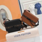 Women's Printed Chain Decorated Canvas Patchwork Leather Crossbody Shoulder Bag 4530