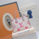Women's ONTHEGO Watercolor Detachable Adjustable Shoulder Strap Pattern Embossed Canvas Tote Bag Shopping Bag Handbag white pink 44578-2
