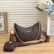 Women's Chain Printed Canvas&Leather with Wallet Crossbody Shoulder Bag Pea Bag 3026