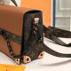 Women's Printed Chain Decorated Canvas Patchwork Leather Crossbody Shoulder Bag 4530