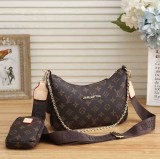 Women's Chain Printed Canvas&Leather with Wallet Crossbody Shoulder Bag Pea Bag 3026