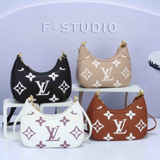 Women's Curved Detachable Adjustable Shoulder Strap Embossed Cow Leather Cross Shoulder Handbag 5159