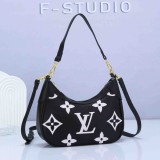 Women's Curved Detachable Adjustable Shoulder Strap Embossed Cow Leather Cross Shoulder Handbag 5159