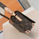 Women's Printed Chain Decorated Canvas Patchwork Leather Crossbody Shoulder Bag 4530