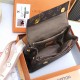 Women's Cluny Mini Printed Detachable Shoulder Strap Canvas Panel Leather Cross Shoulder Handbag brown 61833