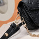 Women's Classic Embossed Gold Buckle Chain Microfiber Cross Shoulder Handbag black 46279