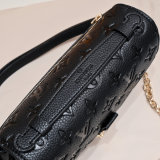 Women's Classic Embossed Gold Buckle Chain Microfiber Cross Shoulder Handbag black 46279