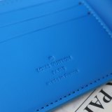 Men's Organizer de Poche Metal Logo Fliped Leather Wallet blue 60895