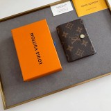 Women's Classic Printed Button Canvas Wallet Card Bag brown M58456