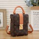Women's Classic Full Print Gold Buckle Canvas Patchwork Leather Backpack Schoolbag Y02-3