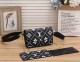 Women's Classic Printed Chain Canvas Patchwork Leather Crossbody Shoulder Handbag Y3846