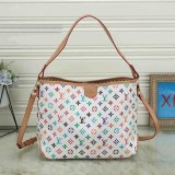 Women's New Colorful Printed Canvas Patchwork Leather Travel Bag Crossbody Shoulder Bag B40153