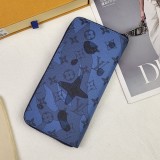 Men's Classic Ink Print Long and Short Wallet Blue 82305