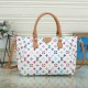Women's New Colorful Printed Canvas Patchwork Leather Travel Bag Crossbody Shoulder Bag B48814