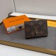 Women's Classic Printed Button Canvas Wallet Card Bag brown M58456