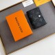 Women's Classic Printed Button Canvas Wallet Card Bag black M58456