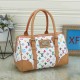 Women's Cartoon Colored Printed Canvas Combined with Leather Travel Bag Suitcase B007