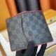 Men's Classic Printed Canvas Patchwork Leather Wallet Card Bag black red M30301