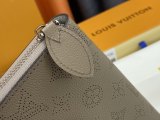 Women's Zippy Silver Hardware Printed Perforated Design Calfskin Wallet apricot M61867
