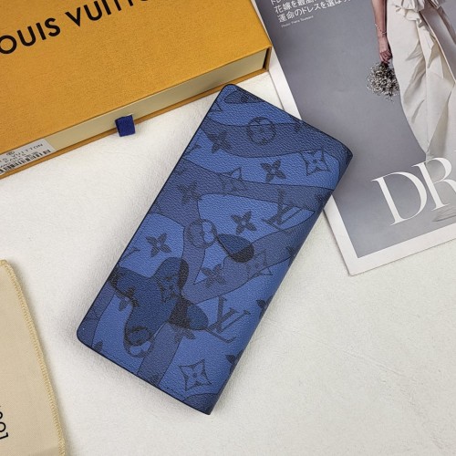 Men's Classic Ink Print Long and Short Wallet Blue 82306