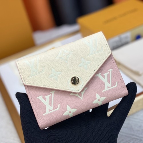 Women's Victorine Classic Printed Cowhide Card Bag Wallet white pink M81258