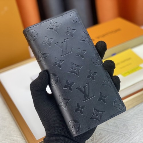 Men's Classic Retro Embossed Canvas Patchwork Leather Wallet Card Bag black N62665