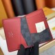 Men's Classic Printed Canvas Patchwork Leather Wallet Card Bag black red M30301