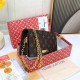 Women's Retro Printed Chain Fliped Style Canvas Patchwork Leather Crossbody Shoulder Bag brown 82509