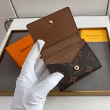 Women's Classic Printed Button Canvas Wallet Card Bag brown M58456