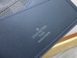 Men's Classic Printed Canvas Patchwork Leather Wallet Card Bag black blue M30301