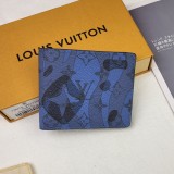 Men's Classic Ink Print Long and Short Wallet Blue 82307