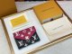 Women's Victorine Classic Printed Cowhide Card Bag Wallet pink black M81258
