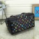 Women's Cartoon Colored Printed Canvas Combined with Leather Travel Bag Suitcase B007