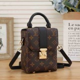 Women's Classic Full Print Gold Buckle Canvas Patchwork Leather Backpack Schoolbag Y02-3