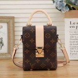 Women's Classic Full Print Gold Buckle Canvas Patchwork Leather Backpack Schoolbag Y02-3