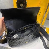 Women's Baguette Gold Buckle Embossed Leather Crossbody Shoulder Handbag 3302