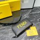Men's FF Logo Pattern Zipper Double Fold Leather Wallet black yellow 666233