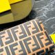 Men's FF Logo Pattern Zipper Double Fold Leather Wallet Orange black 666233