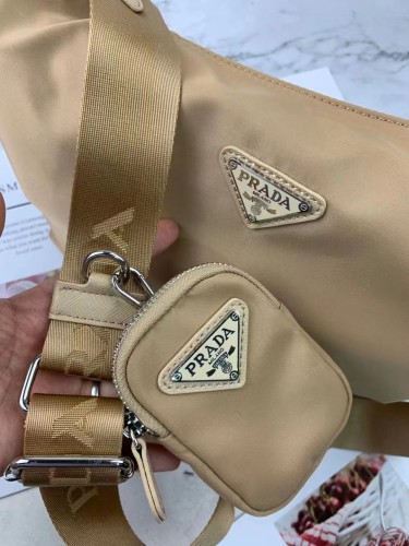 Women's Classic Triangle Logo Zipper with Wallet Cross Shoulder Handbag brown 3349