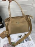 Women's Classic Triangle Logo Zipper with Wallet Cross Shoulder Handbag brown 3349